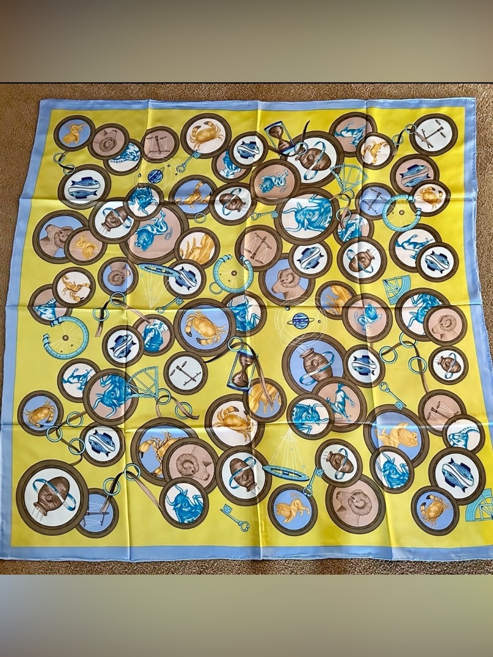 100% Mulberry Silk Scarf - Zodiac Design